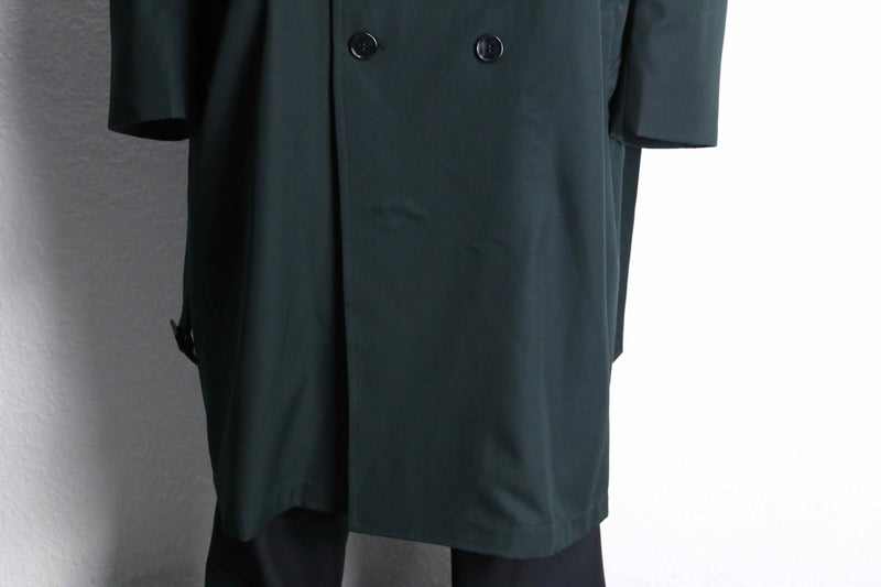deep green wool gabardine trench coat