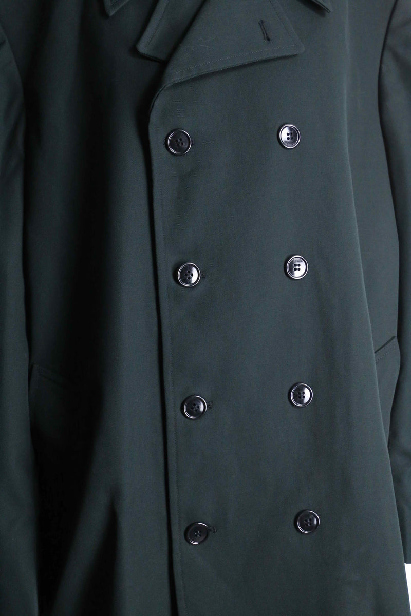 deep green wool gabardine trench coat