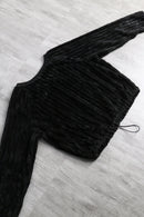 black pile stripe short pullover