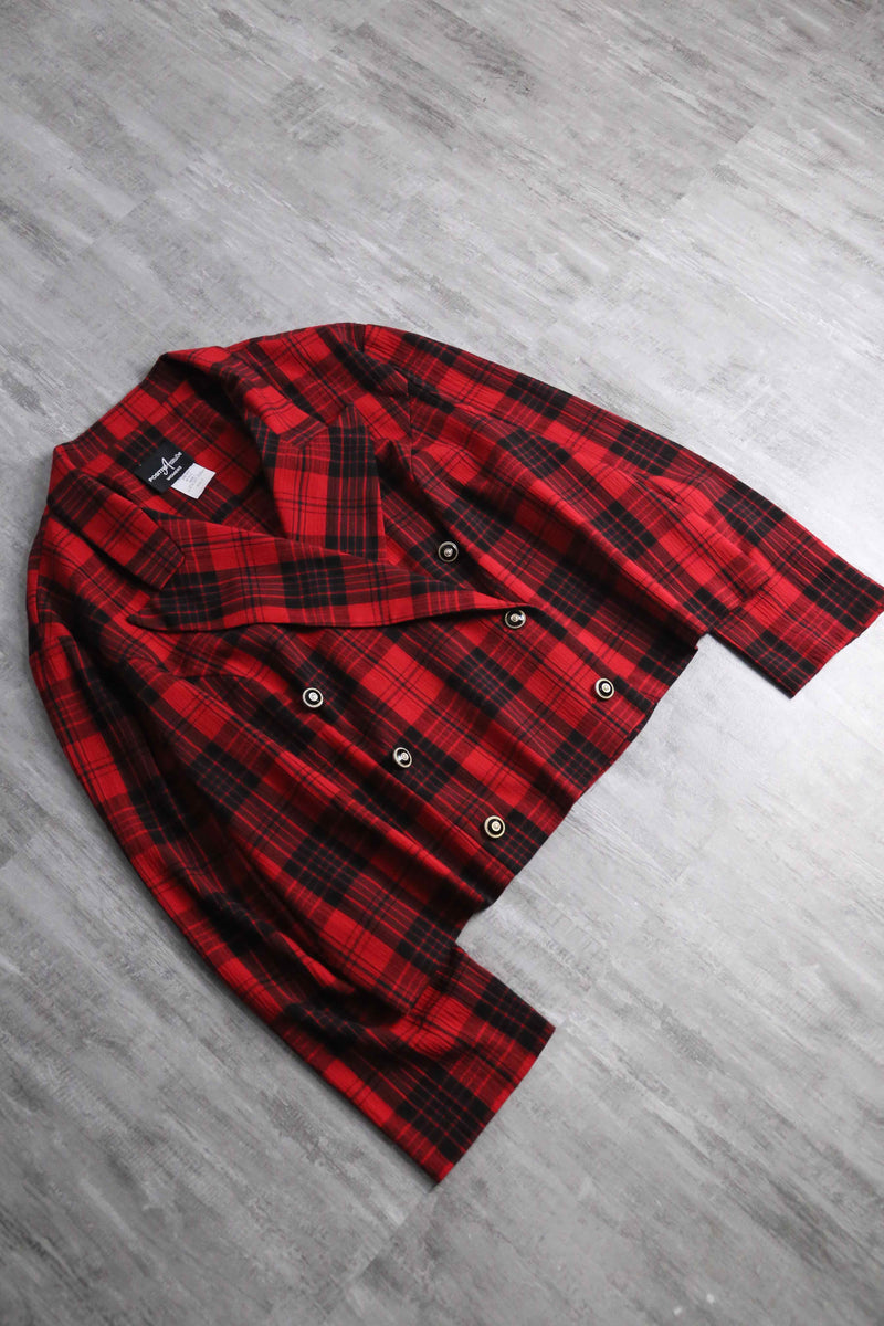 red check short length double easy tailored jacket