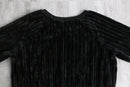 black pile stripe short pullover