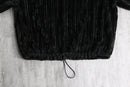black pile stripe short pullover