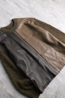 90s ”SAXONY COLLECTION” two tone leather × boucle wool switching jacket