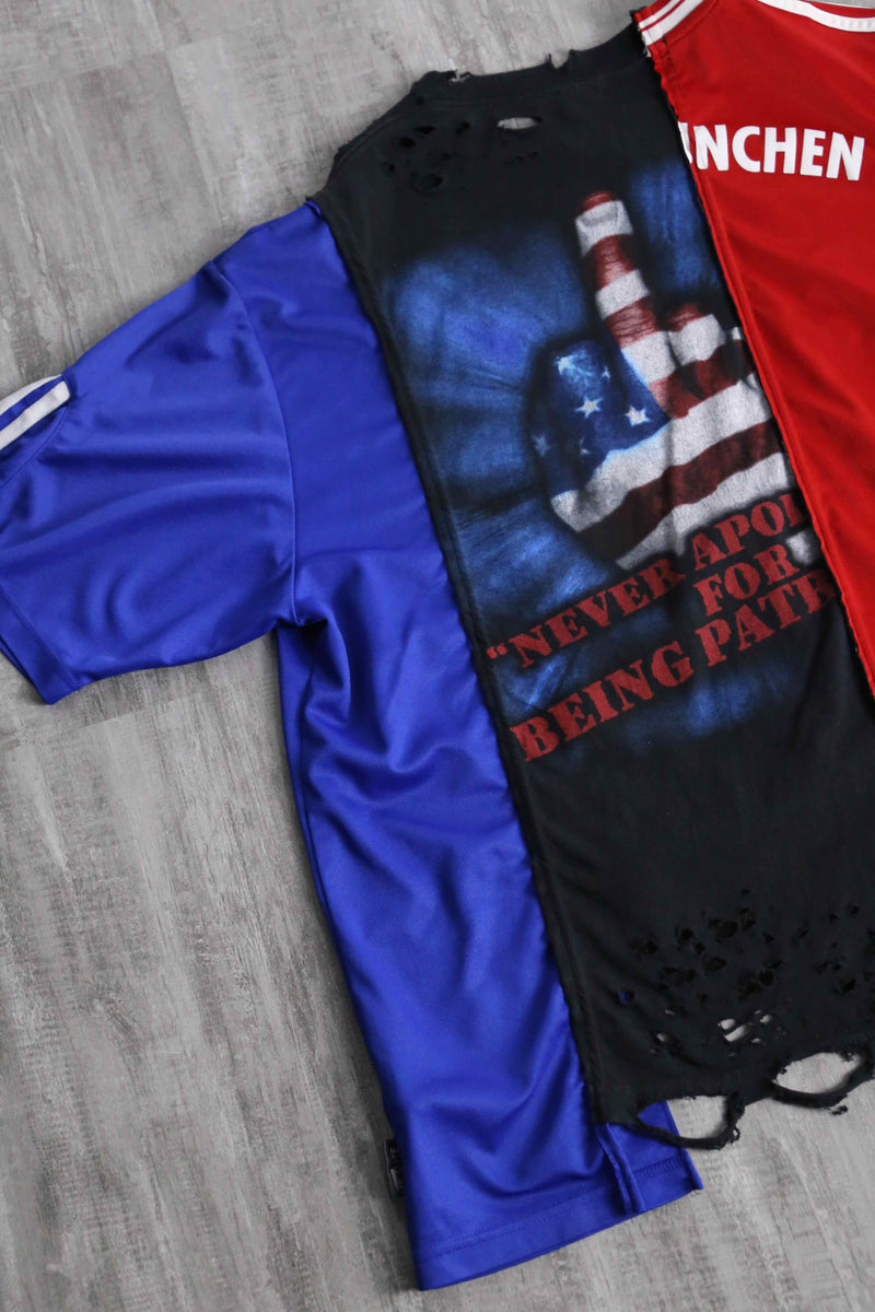 "Re:make" destroy&stitch design docking wide Tee