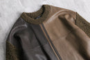 90s ”SAXONY COLLECTION” two tone leather × boucle wool switching jacket