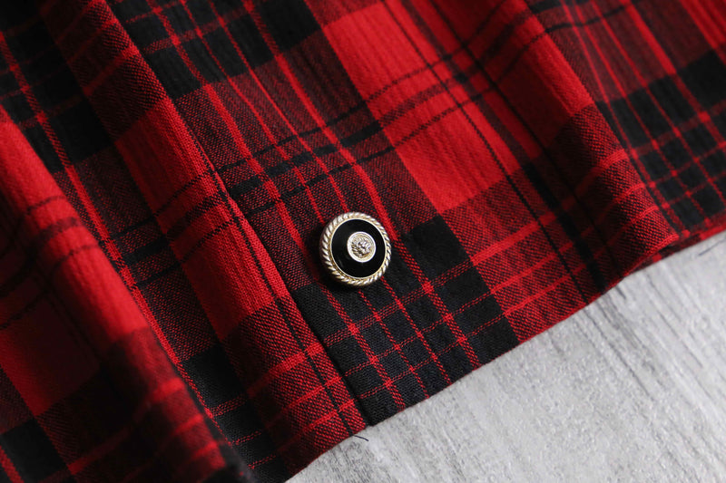 red check short length double easy tailored jacket