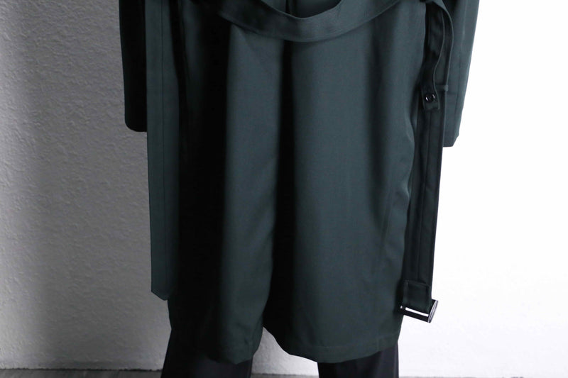 deep green wool gabardine trench coat