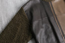 90s ”SAXONY COLLECTION” two tone leather × boucle wool switching jacket