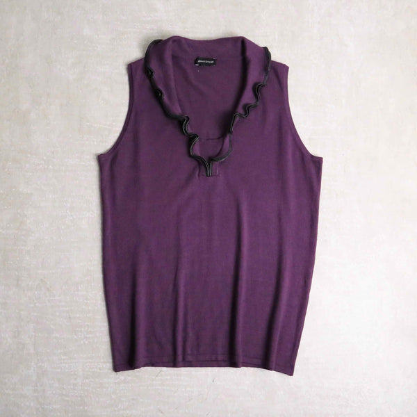 purple color light ounce design knit vest