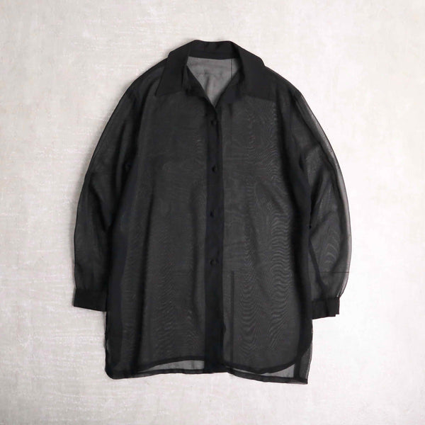 black color sheer textile L/S shirt