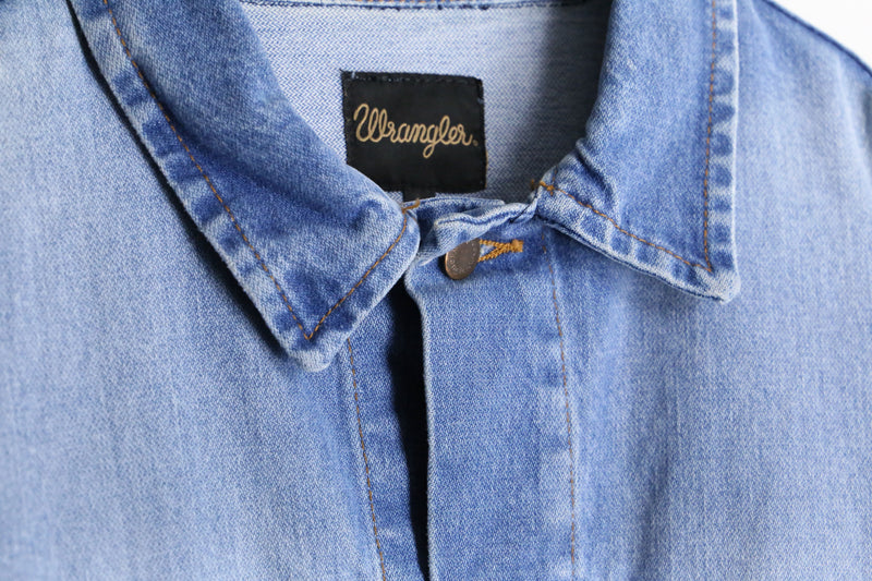 "Wrangler" blue gradation design denim tracker jacket