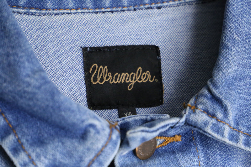 "Wrangler" blue gradation design denim tracker jacket