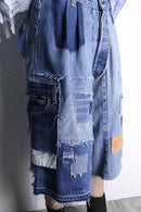 ''Re:make'' patchwork denim wide shorts
