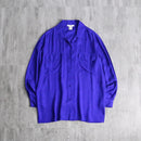 vivid purple python design silk open collar shirt