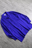 vivid purple python design silk open collar shirt