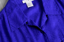 vivid purple python design silk open collar shirt