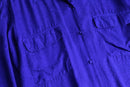 vivid purple python design silk open collar shirt