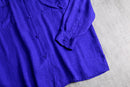 vivid purple python design silk open collar shirt