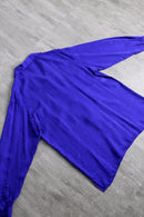 vivid purple python design silk open collar shirt