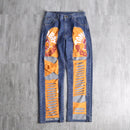 "Re:make" rabbit ear crash docking denim pants