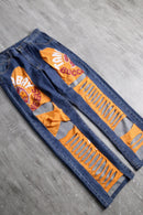 "Re:make" rabbit ear crash docking denim pants