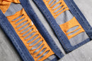 "Re:make" rabbit ear crash docking denim pants