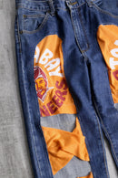 "Re:make" rabbit ear crash docking denim pants