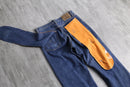 "Re:make" rabbit ear crash docking denim pants