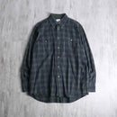 “LACOSTE” black watch tartan light flannel BD shirt