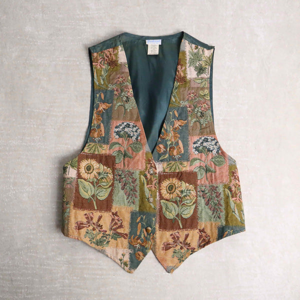 summer flower design gobelin vest