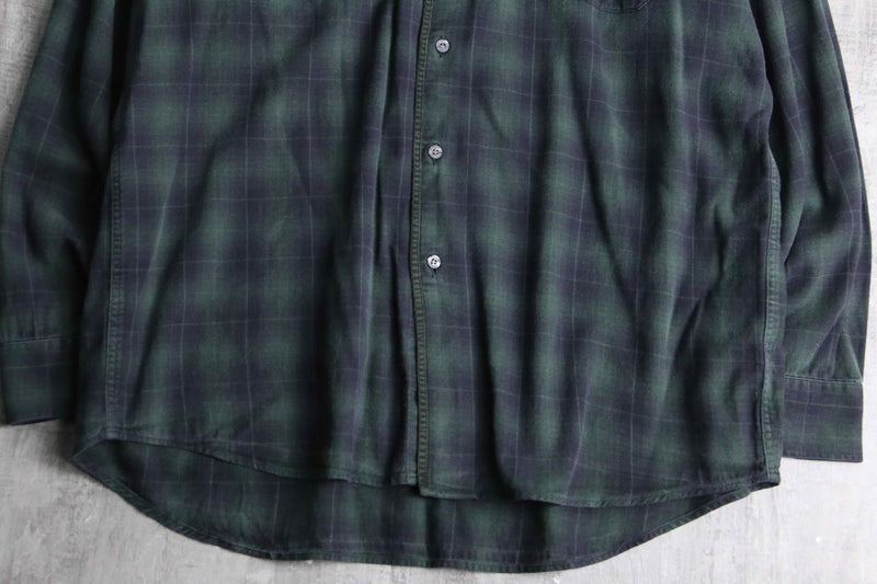 “LACOSTE” black watch tartan light flannel BD shirt