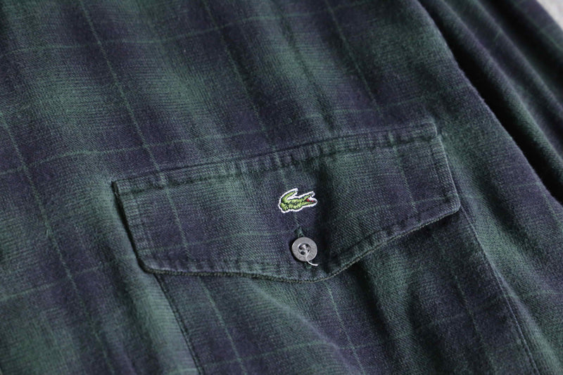 “LACOSTE” black watch tartan light flannel BD shirt