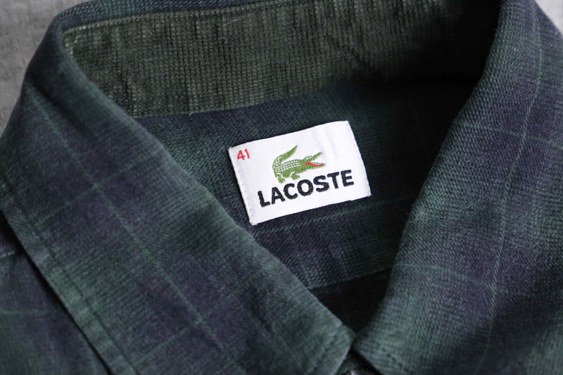 “LACOSTE” black watch tartan light flannel BD shirt
