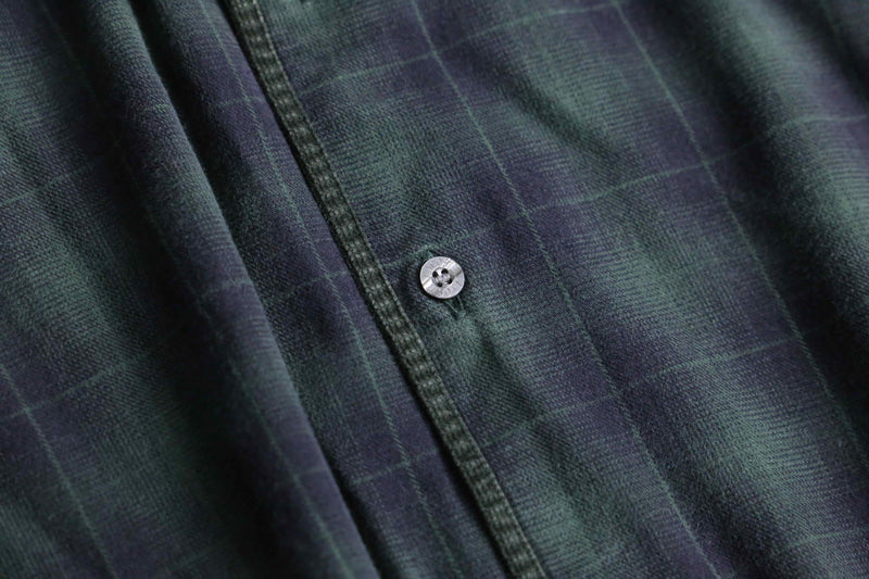 “LACOSTE” black watch tartan light flannel BD shirt