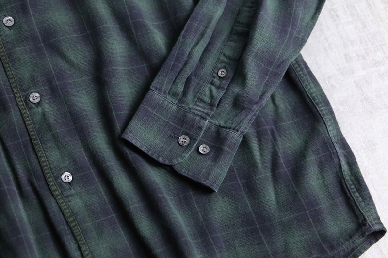 “LACOSTE” black watch tartan light flannel BD shirt