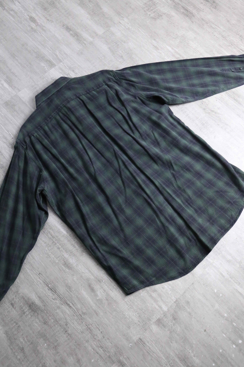 “LACOSTE” black watch tartan light flannel BD shirt