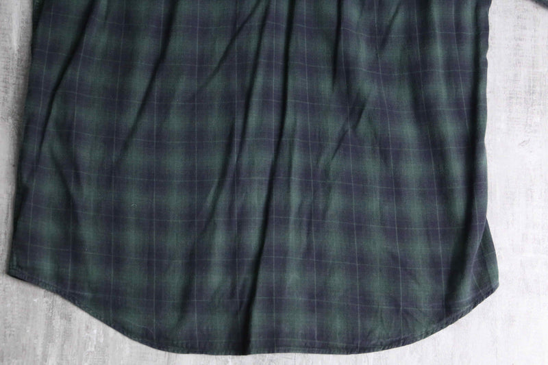 “LACOSTE” black watch tartan light flannel BD shirt