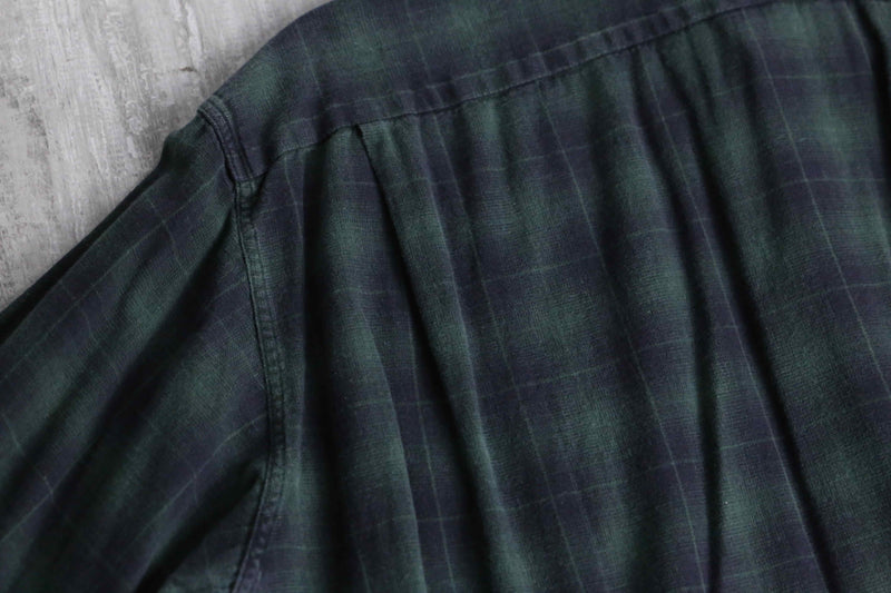 “LACOSTE” black watch tartan light flannel BD shirt