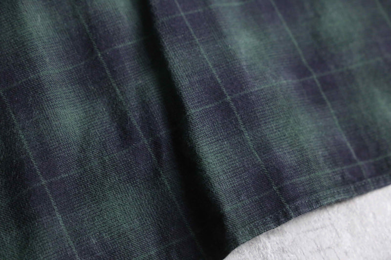 “LACOSTE” black watch tartan light flannel BD shirt