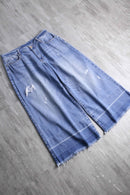 fade damage denim cutting cropped pants