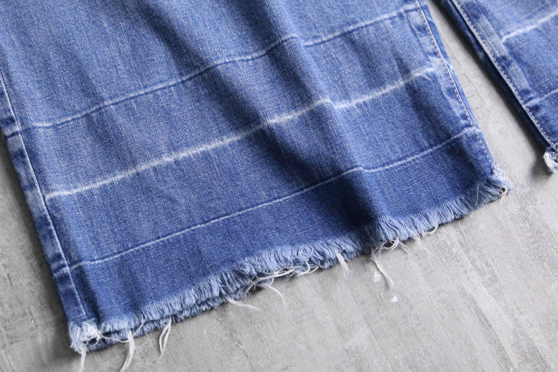 fade damage denim cutting cropped pants