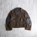 "Re:make" leather patchwork cropped jacket