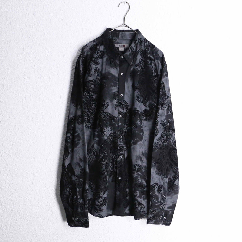 black velours paisley pattern  L/S shirt
