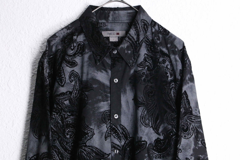 black velours paisley pattern  L/S shirt
