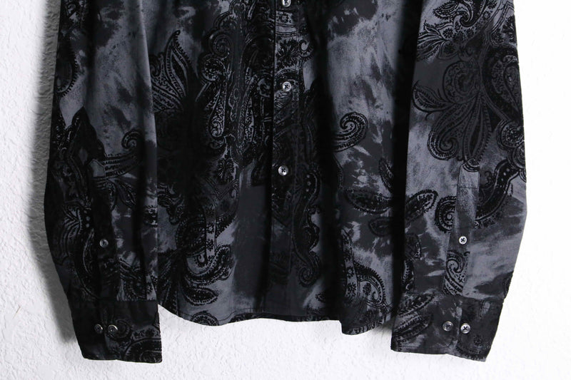 black velours paisley pattern  L/S shirt