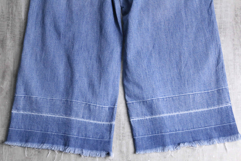 fade damage denim cutting cropped pants