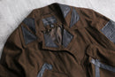 "Re:make" leather patchwork cropped jacket