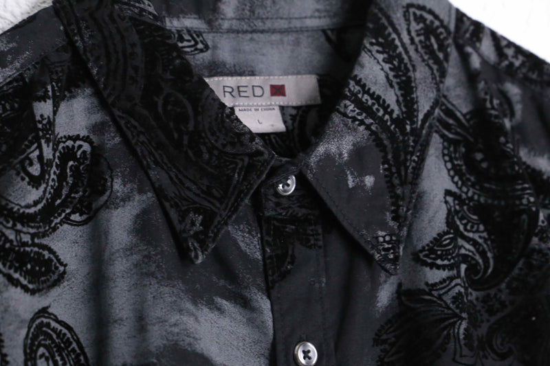 black velours paisley pattern  L/S shirt