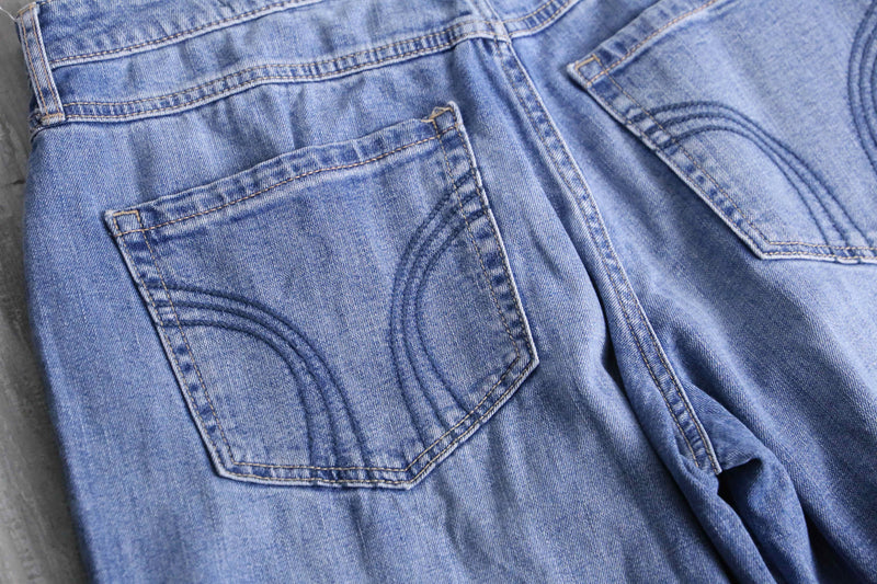 fade damage denim cutting cropped pants