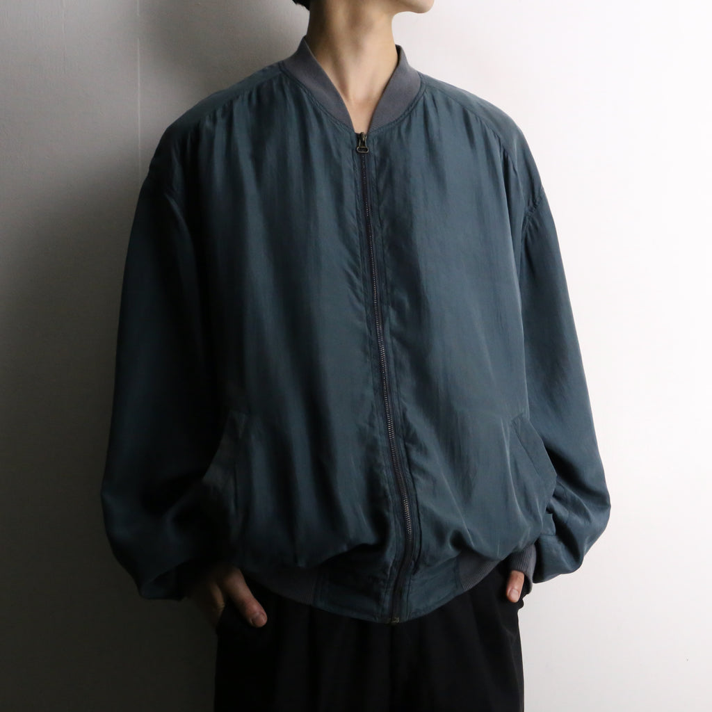 dark emerald green color silk blouson